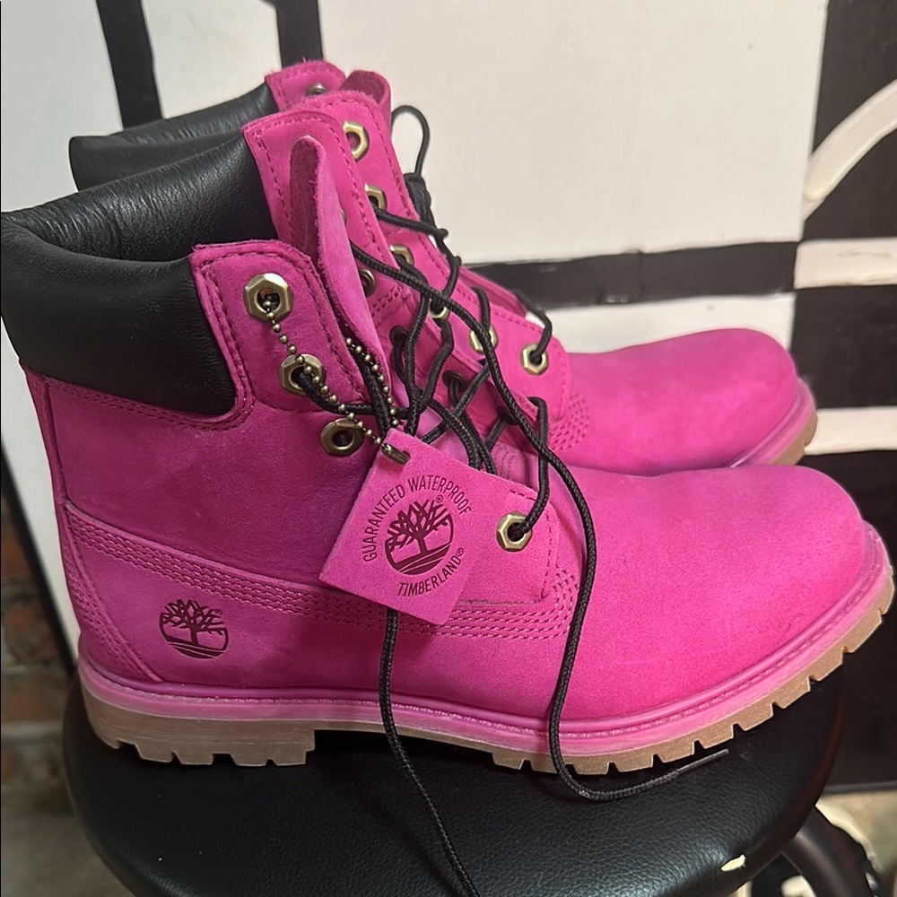 Timberland Women's Vibrant Pink Combat Boots